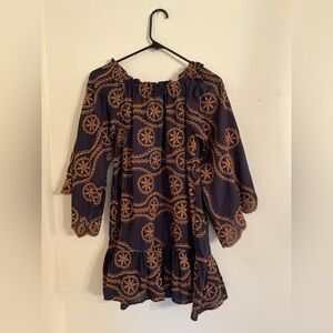 NWOT SZ M Juan de Dios  On/Off-Shoulder Embroidered cotton Summer Dress